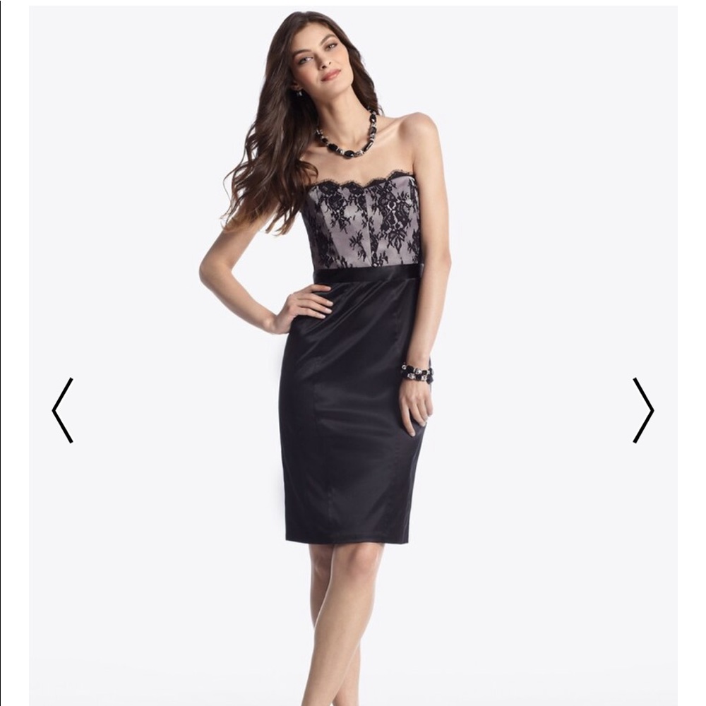 White House Black Market Strapless Black Dress with Light Pink Lace Bodice - Picture 4 of 4